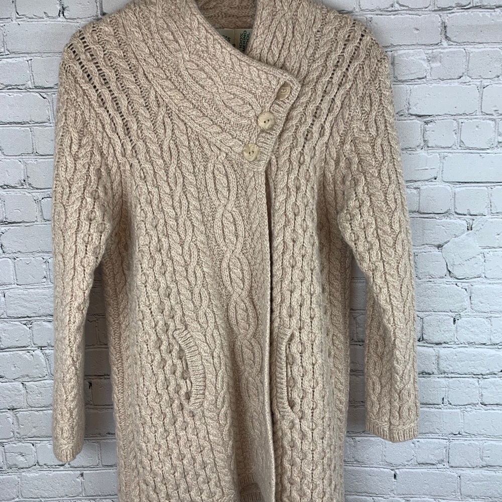 Aran Crafts Cardigan 100% Merino Wool Chunky Knit
